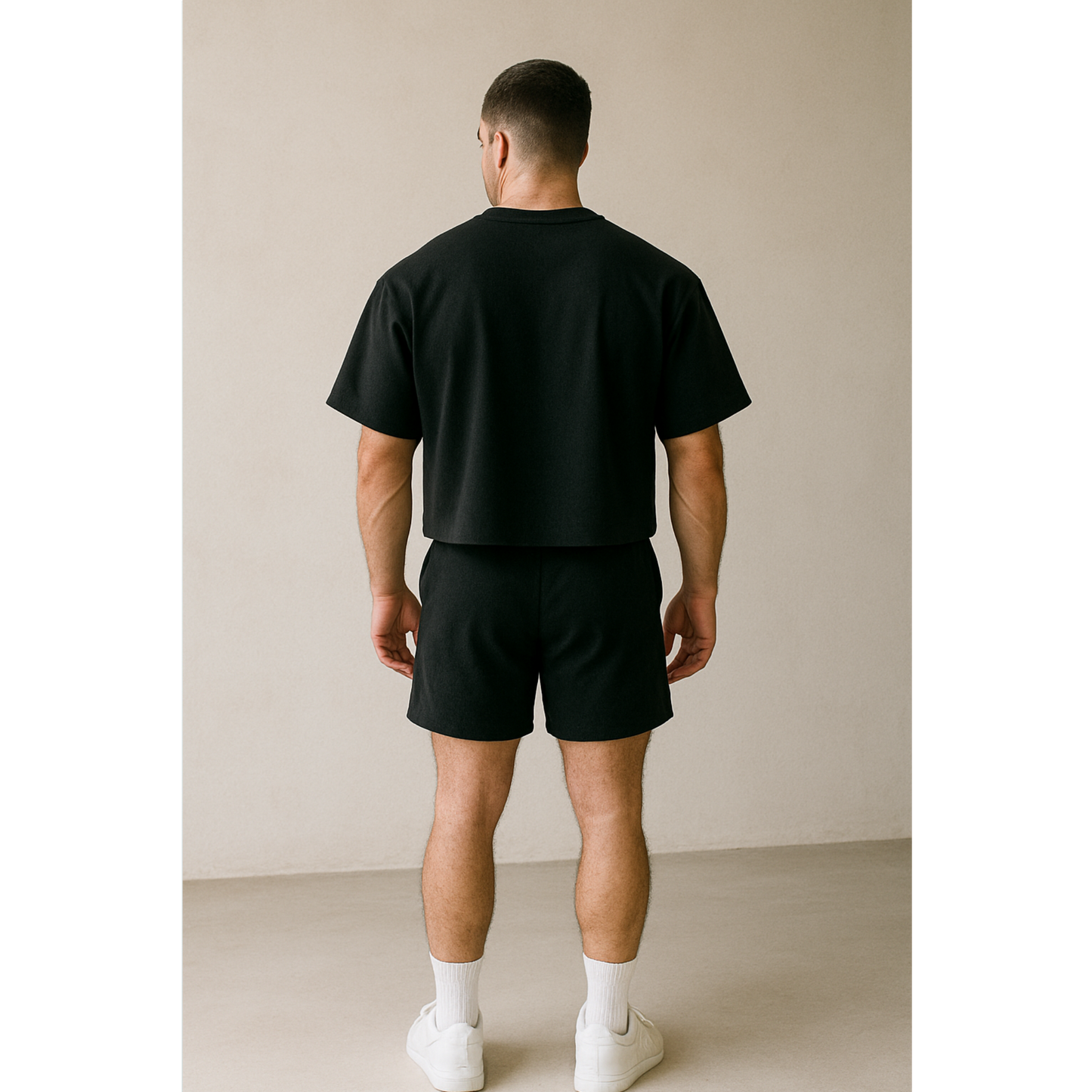 SHWN Nightshift cropped tee flat lay — structured crop top streetwear